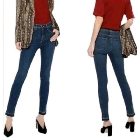 Veronica Beard Jeans Kate 10" Skinny Ankle Frayed Raw Hem Size 27 Blue Stretch - Picture 2 of 14